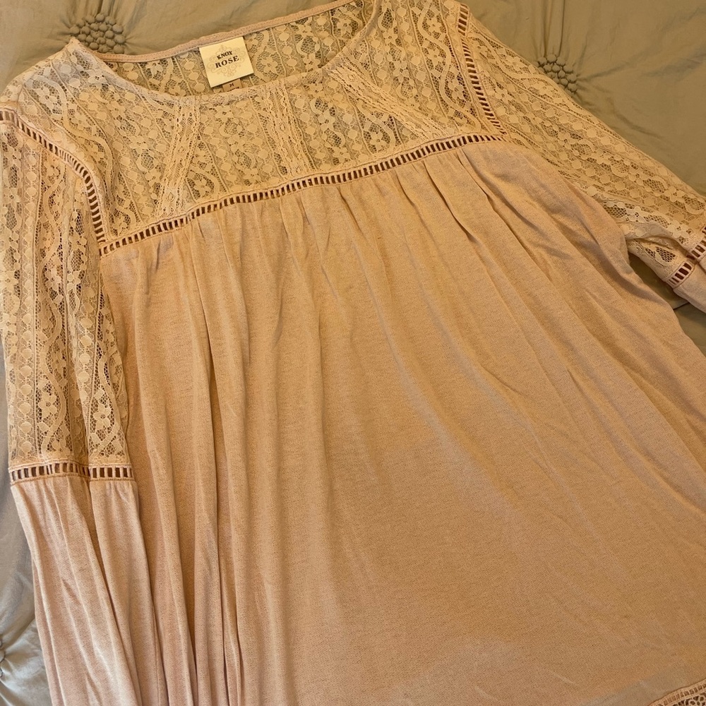 TARGET | Long sleeved light pink lace dressy top